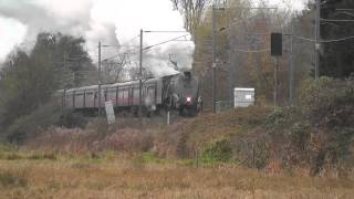 preview picture of video 'A4 60009 departs from Ely with The Christmas White Rose to York. 30th Nov. 2013'