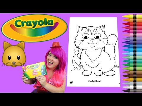 Coloring a Fluffy Kitty Cat Coloring Book Page Crayola Crayons | KiMMi THE CLOWN Video
