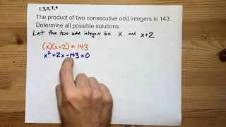The product of two consecutive odd integers is 143. What are the integers?