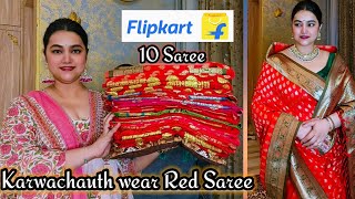 Flipkart Festive special Red( Banarasi /silk)saree haul Under Rs.1399 @PoojaRikichoyal 