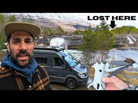 VANLIFE LIVING OFF GRID IN ARCTIC NORWAY || Waterfall Fjord Park Up & Drone Disaster
