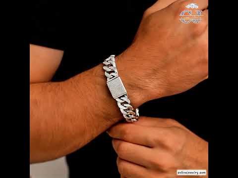 925 Sterling Silver for Men Emerald Cut Diamond Hiphop Bangle product video