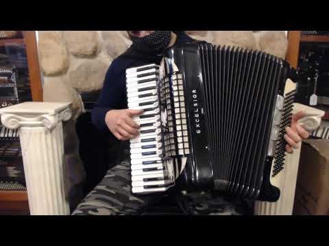 4635 - Black Excelsior White Eagle Piano Accordion LMMH 41 120 $1999