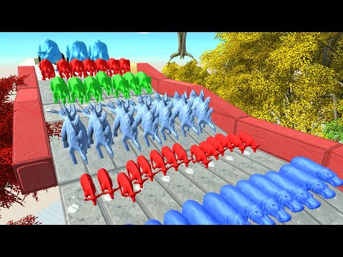 Colors Race To Get A Gold Pig #20 - Animal Revolt Battle Simulator
