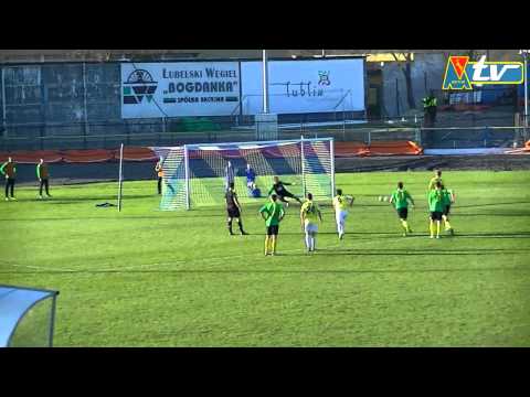 Bramka Damiana Jaronia podczas meczu 22 kolejki Motor - Siarka 1:3