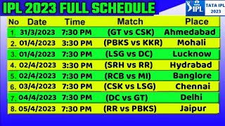 IPL 2023 Official Schedule | 31 March to 28 May | GT vs CSK