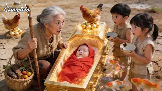 Año de hambruna:anciana halla bebé al cavar hierbas—es estrella de la suerte q trae riqueza sin fin!