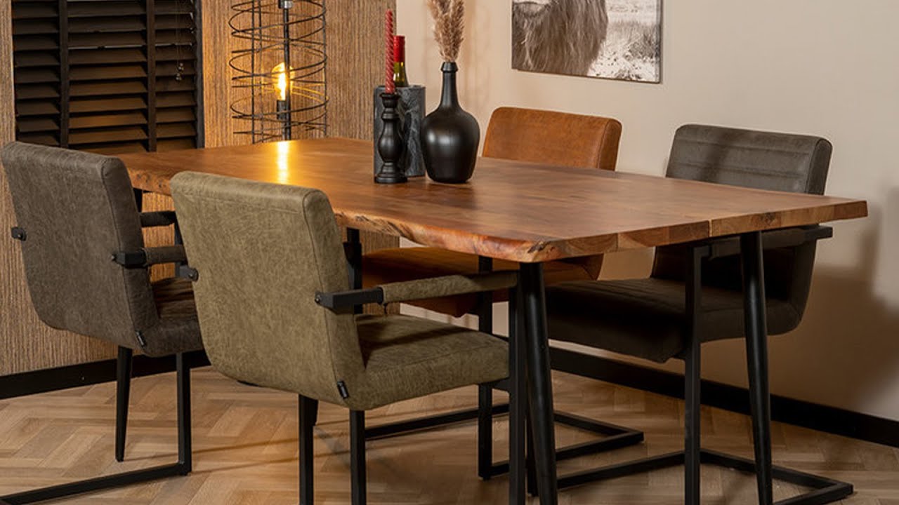 Eetkamertafel boomstam Richy acaciahout | Livin24