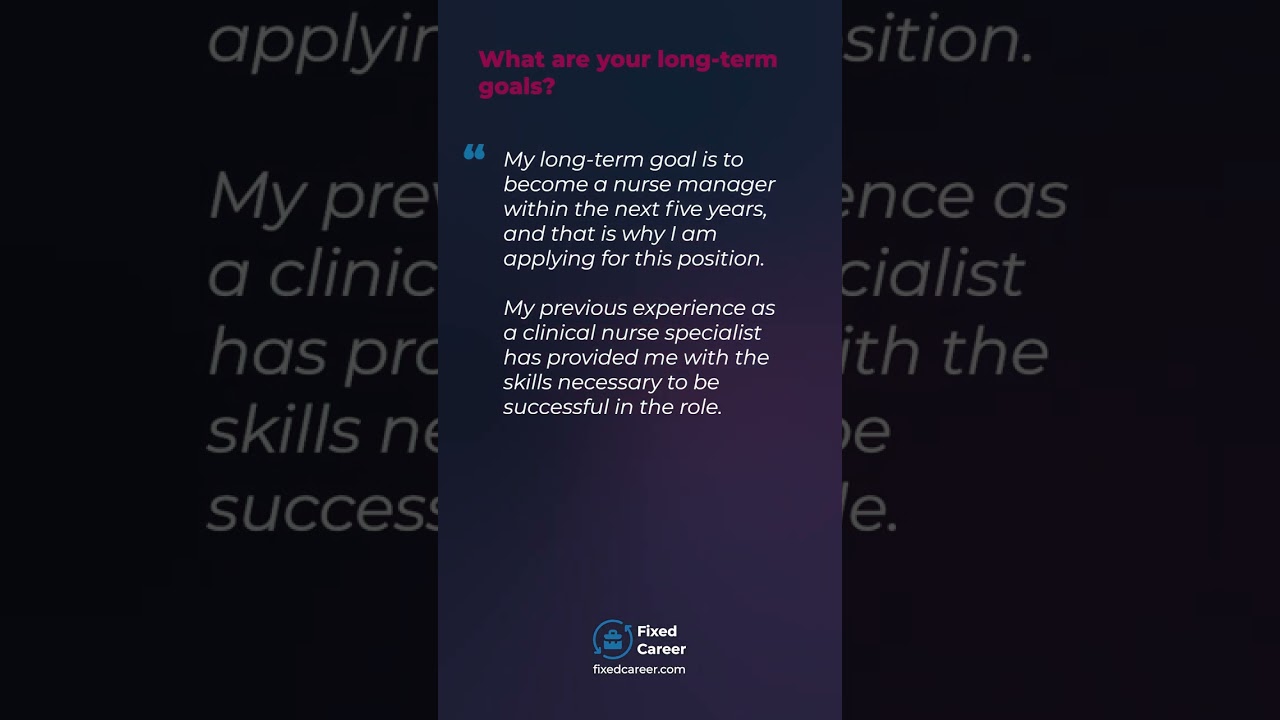 Clinical Nurse Specialist Interview Question With Example Answer 1 #shorts