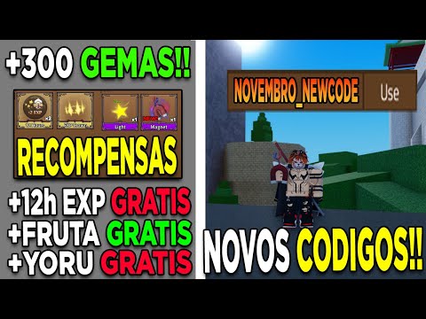 Thumbnail do vídeo: SAIU NOVOS CÓDIGOS *NOVEMBRO* no KING LEGACY!! + FRUTA GRATIS + GEMAS +GAMEPASS |ROBLOX KING LEGACY