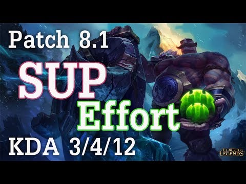 SKT T 1 Effort Braum VS Alistar Patch 8.1 KDA 3/4/12