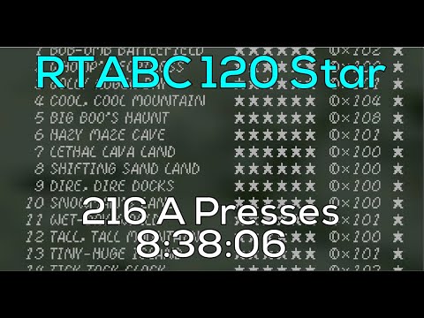 [RTABC WR] SM64 120 Star in 216 A Presses - 8:38:06