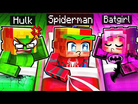 Having a SUPERHERO SLEEPOVER in Minecraft...