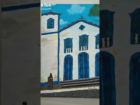 Obra de Ester Reis de Sousa. Entre céu azul e história. Igreja de São Francisco, em Itapecerica MG.