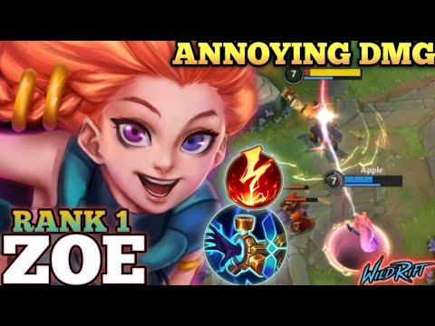 ZOE DEADLY ONE SHOT COMBO! POWERFUL MVP BUILD - TOP 1 GLOBAL ZOE BY Apple - WILD RIFT