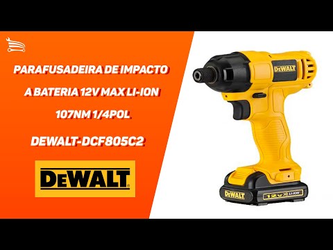 Parafusadeira de Impacto a Bateria 12V Max Li-Ion 107Nm 1/4Pol.  com Carregador 2 Baterias e Bolsa - Video