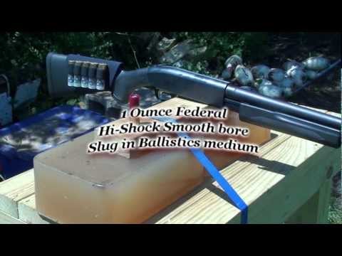 1 ounce 12 gauge slug fired into ballistic gel