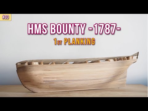 First layer of PLANKING - How to plank a curved hull - Model Ship Build