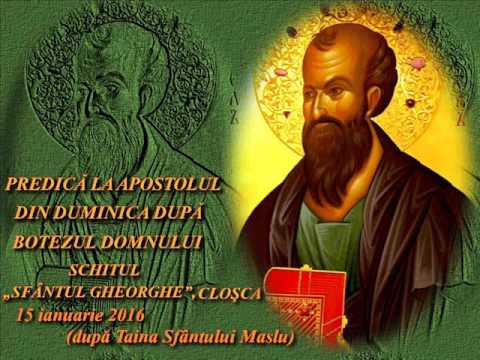 PREDICĂ LA APOSTOLUL DIN DUMINICA DUPĂ BOTEZUL DOMNULUI