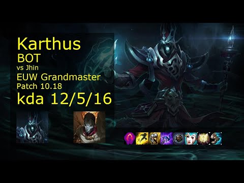 Karthus Bot vs Jhin - EUW Grandmaster 12/5/16 Patch 10.18 Gameplay