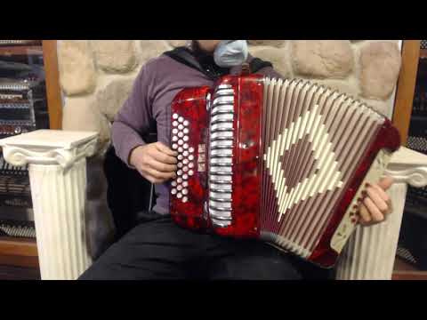 6040 - Red Italian Diatonic Button Accordion BbEbAb LMM 37 11 $799