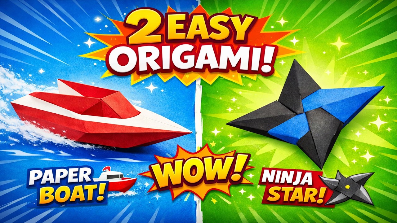 Easy Origami Crafts for Kids 🧒 Paper Boat + Ninja Star (Step by Step)