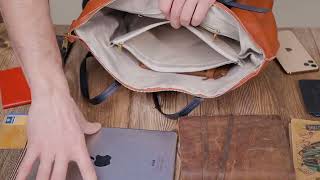 Вместительная двухцветная женская сумка из натуральной кожи Vintage 22301 коричневая