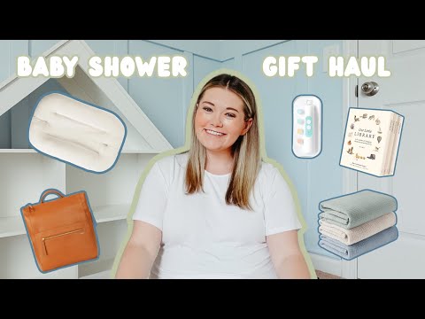 BABY SHOWER GIFT HAUL | everything we got at our first baby shower + baby product haul ✨