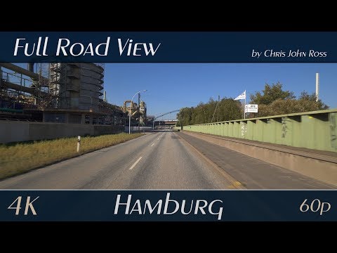 Hamburg, Germany: Veddel - Müggenburger Hauptdeich - 4K UHD - Autofahrtvideo