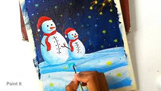 Christmas Special Easy Snowman Painting | Acrylic Speed Art | Paint It