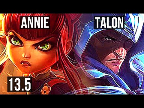 ANNIE vs TALON (MID) | 9/0/5, 900+ games, Legendary, 1.1M mastery | KR Master | 13.5