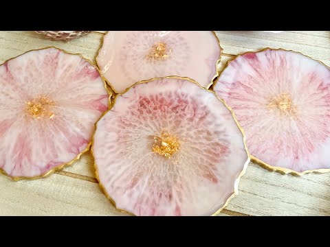 Beautiful Teal Bronze Geode Resin Coasters