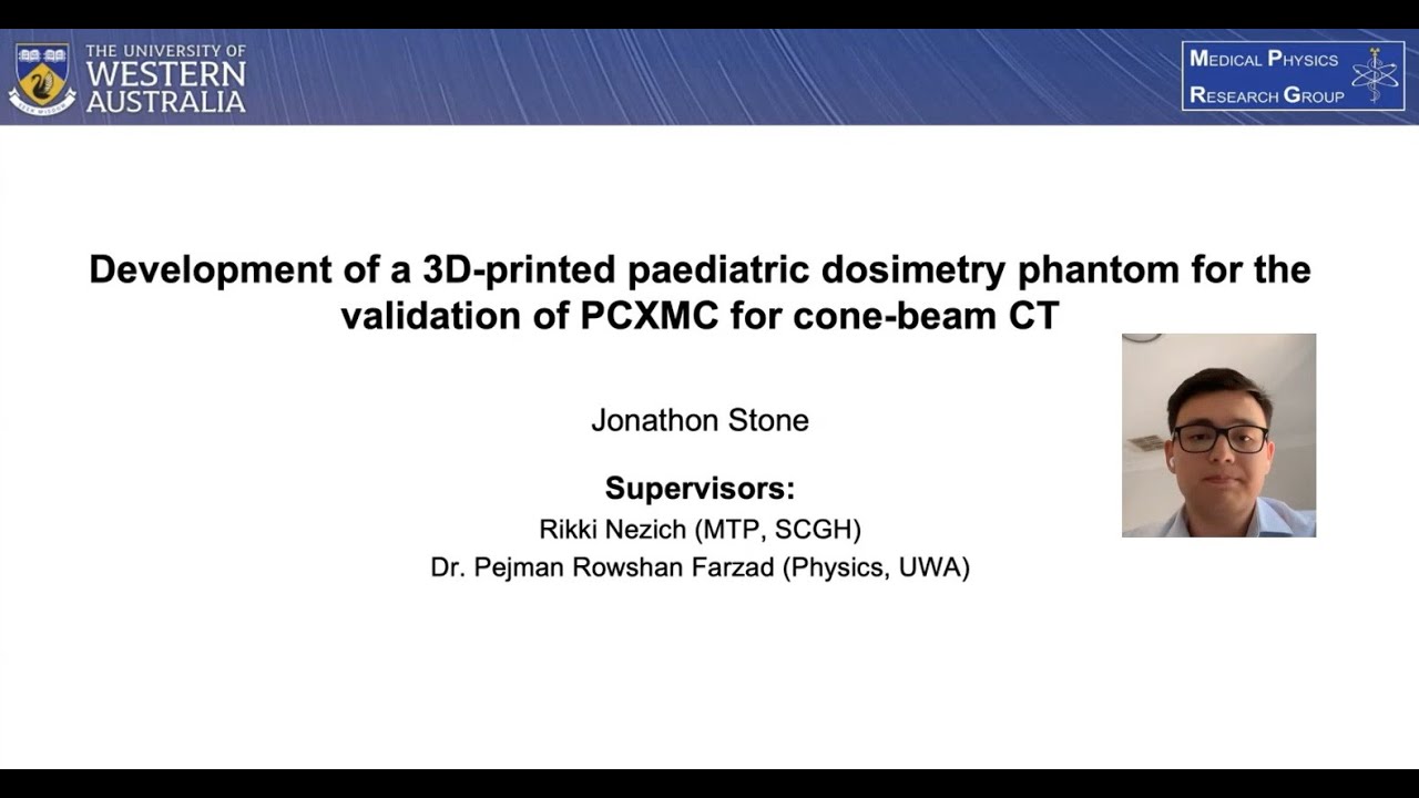 Dosimetric verification of cone-beam CT simulations; By: Jonathon Stone