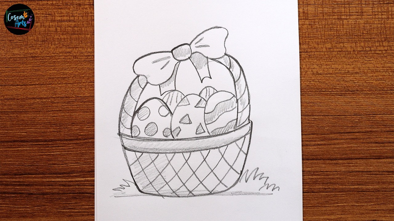 How to Draw Easter Basket And Eggs || Easter Drawings