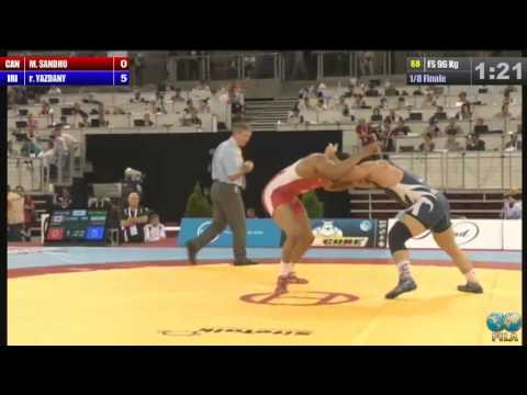 Reza Yazdani (IRI) vs Manjot Sandhu (CAN) 96kg 1/8 Final - 2013 World Wrestling Championships