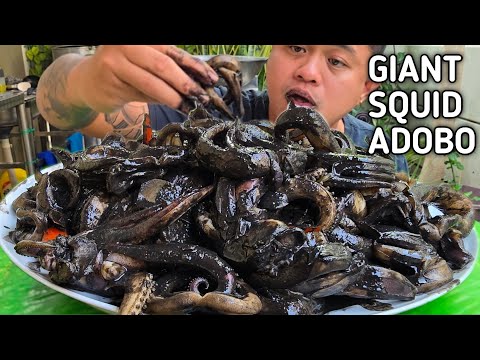 GIANT SQUID ADOBO | OUTDOOR COOKING | MUKBANG PHILIPPINES