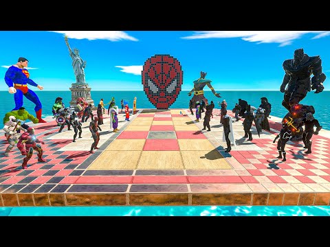 Super-man and All Superheroes vs Dark Itself and Thanos - Animal Revolt Battle Simulator