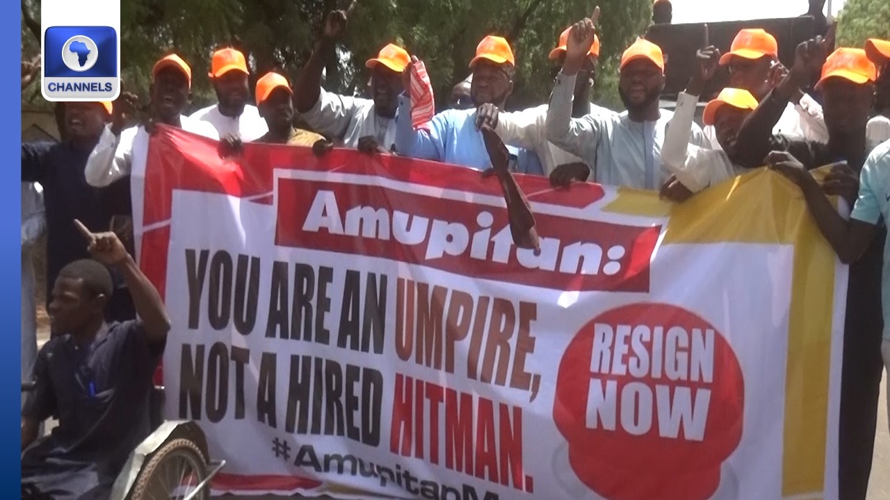 ADC, Opposition Coalition Protest At INEC Office In Sokoto, Demand Amupitan’s Resignation