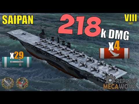 Aircraft Carrier Saipan 4 Kills & 218k Damage | World of Warships Gameplay