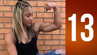 Young muscle girl (13) with biceps