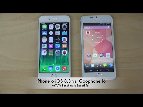 iPhone 6 iOS 8.3 vs. Goophone I6 - AnTuTu Benchmark Speed Test (4K)