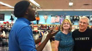 George Huff singing to some fans