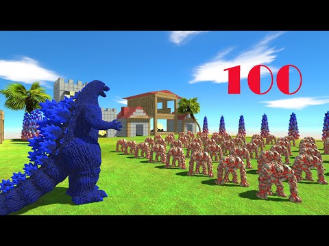 Godzilla vs 100 Infernals - Animal Revolt Battle Simulator