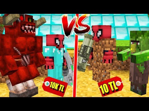10 TL SİLAHLI FAKİR ZOMBİ VS 10.000 TL SİLAHLI ZENGİN ZOMBİ - Minecraft
