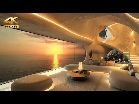 4K Soothing Jazz Music by the Beach 🎵 Relaxing Jazz Music and Ocean Sounds at Beautiful Sunset