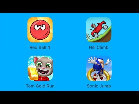 Red Ball 4, Hill Climb, Talking Tom Gold Run, Sonic Jump [iOS Gameplay, Walkthrough] Video