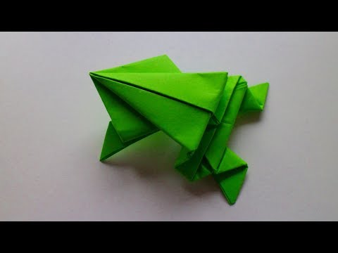 Basteln mit Papier: 'hüpfender Frosch' Origami zum selber falten [W+]