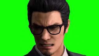 Kazuma Kiryu after losing a pocket circuit race green screen