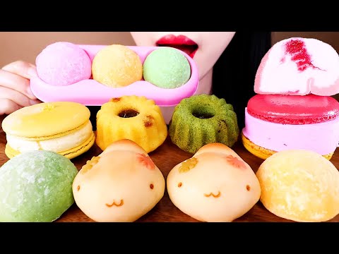 ASMR MACARONS, RICE CAKES, ICE CREAM, MANJU, COOKIE eating sounds MUKBANG 마카롱, 만주, 찹쌀떡 아이스크림 디저트먹방
