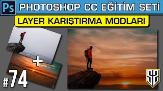 74: Layer Karıştırma Modları: Multiply Screen Hue Color vb | Photoshop Dersleri Eğitim Seti